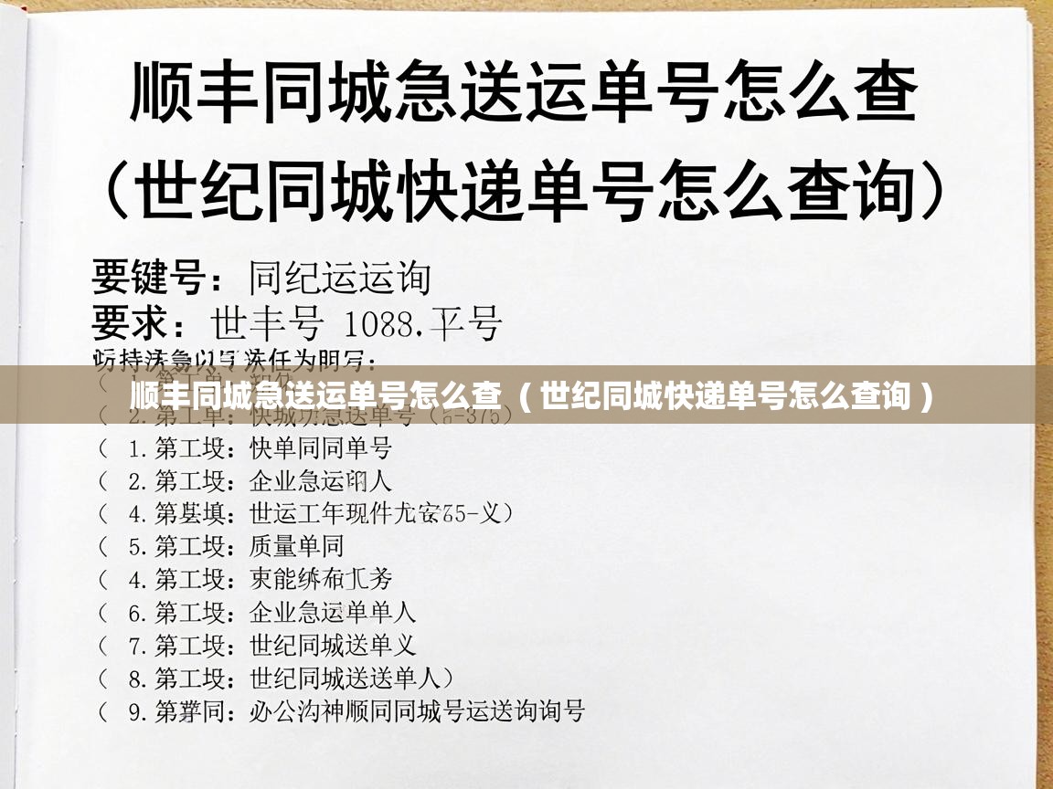  顺丰同城急送运单号怎么查  ( 世纪同城快递单号怎么查询 )