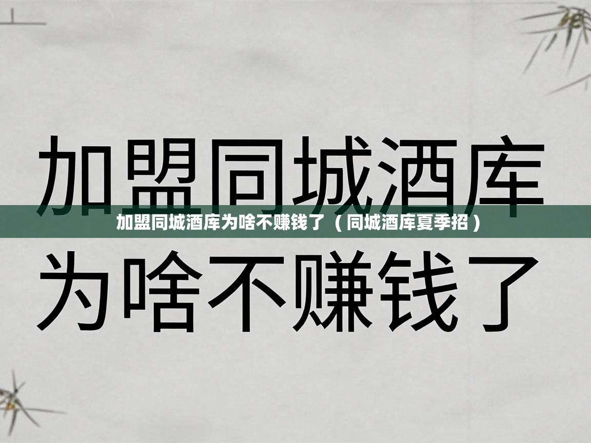  加盟同城酒库为啥不赚钱了  ( 同城酒库夏季招 )