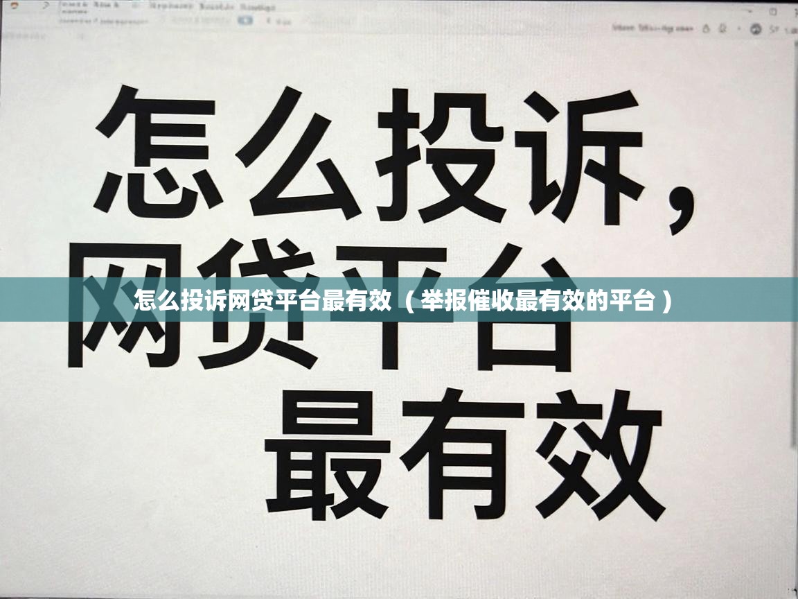  怎么投诉网贷平台最有效  ( 举报催收最有效的平台 )