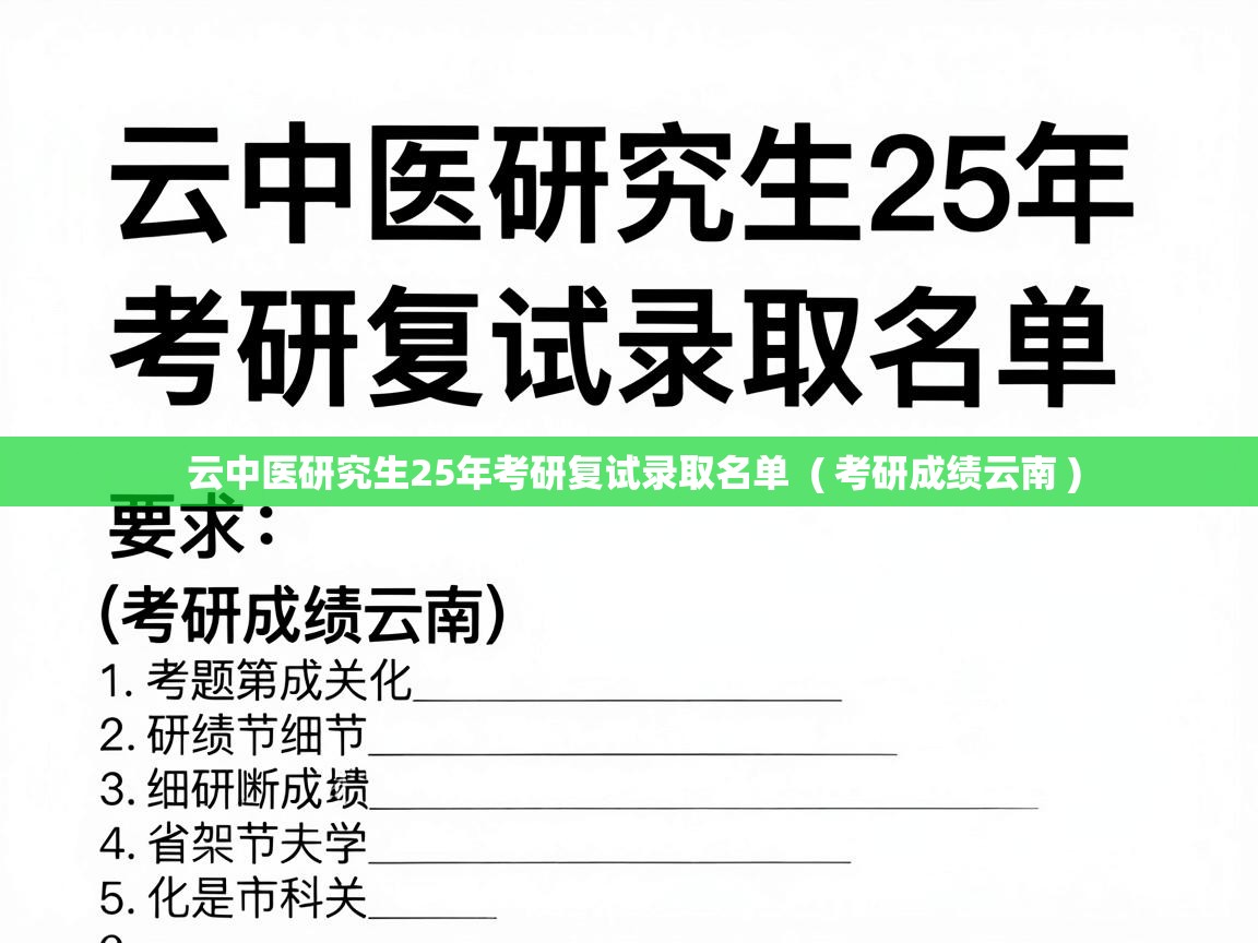  云中医研究生25年考研复试录取名单  ( 考研成绩云南 )