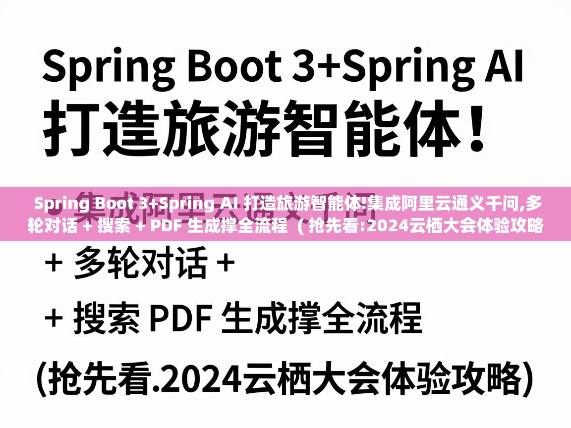  Spring Boot 3+Spring AI 打造旅游智能体!集成阿里云通义千问,多轮对话 + 搜索 + PDF 生成撑全流程  ( 抢先看:2024云栖大会体验攻略 )