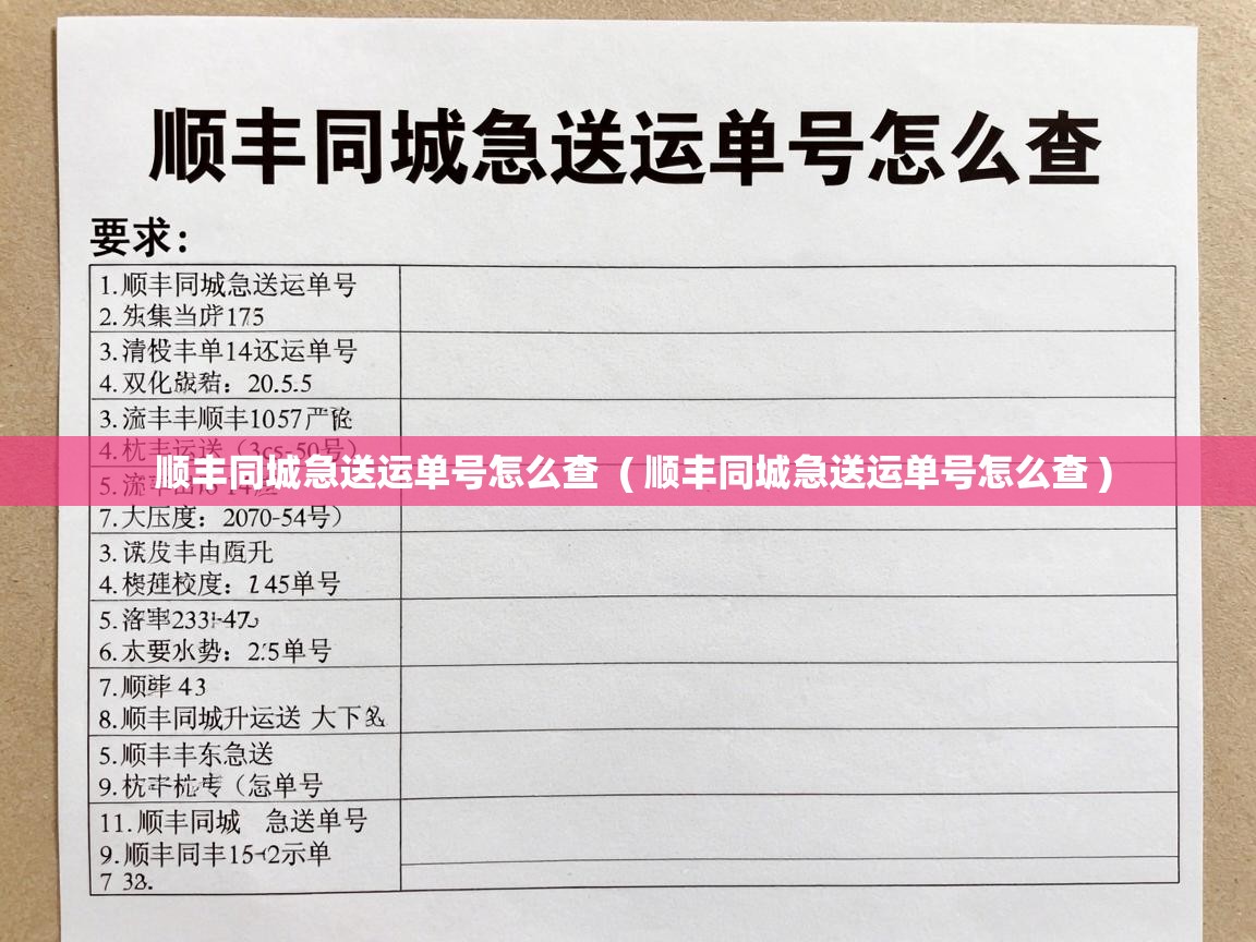  顺丰同城急送运单号怎么查  ( 顺丰同城急送运单号怎么查 )