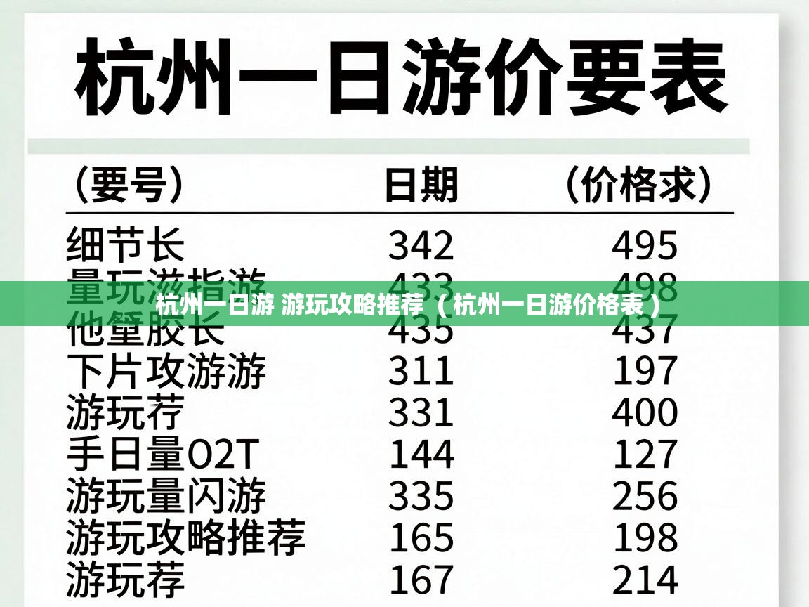  杭州一日游 游玩攻略推荐  ( 杭州一日游价格表 )