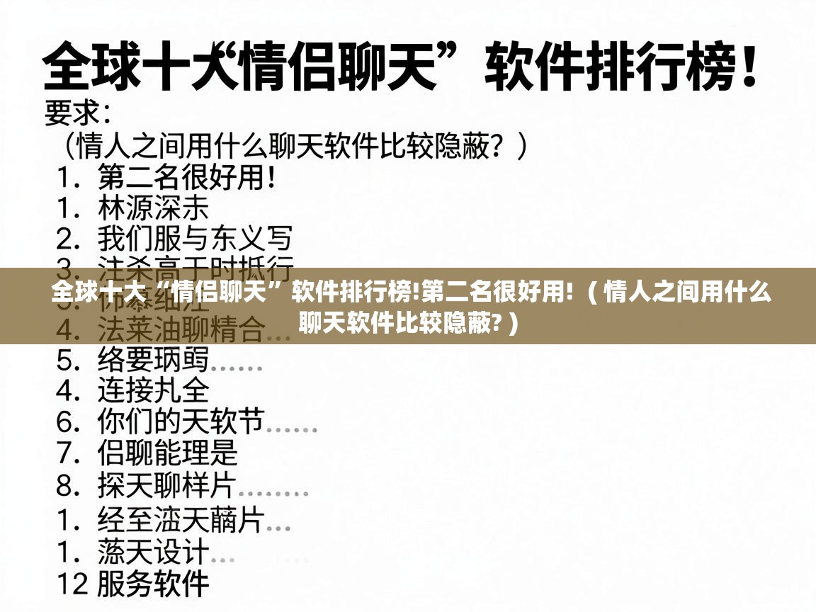  全球十大“情侣聊天”软件排行榜!第二名很好用!  ( 情人之间用什么聊天软件比较隐蔽? )