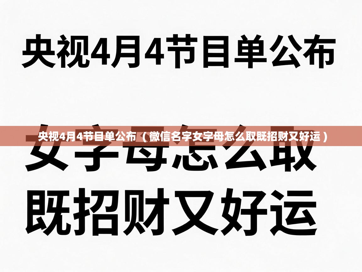  央视4月4节目单公布  ( 微信名字女字母怎么取既招财又好运 )