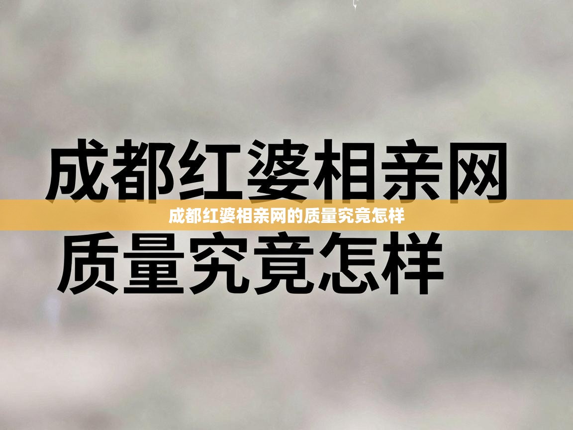  成都红婆相亲网的质量究竟怎样 