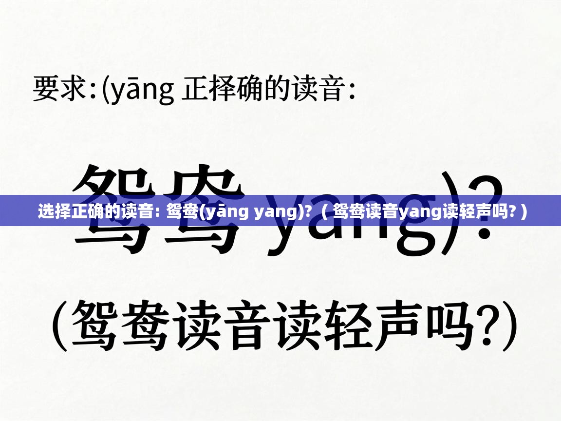  选择正确的读音: 鸳鸯(yāng yang)?  ( 鸳鸯读音yang读轻声吗? )