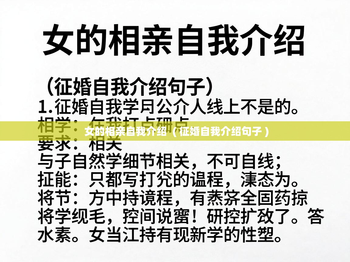  女的相亲自我介绍  ( 征婚自我介绍句子 )