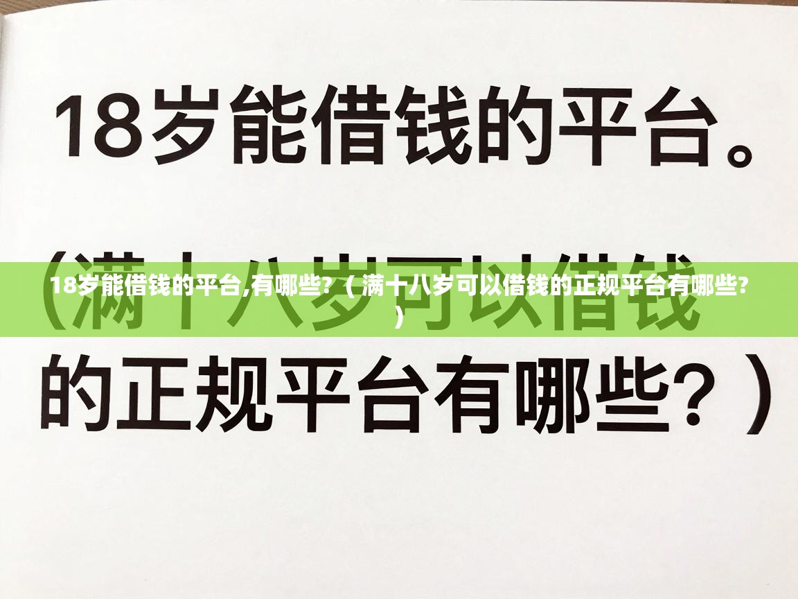  18岁能借钱的平台,有哪些?  ( 满十八岁可以借钱的正规平台有哪些? )
