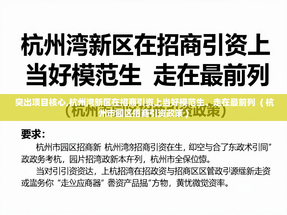  突出项目核心,杭州湾新区在招商引资上当好模范生、走在最前列  ( 杭州市园区招商引资政策 )