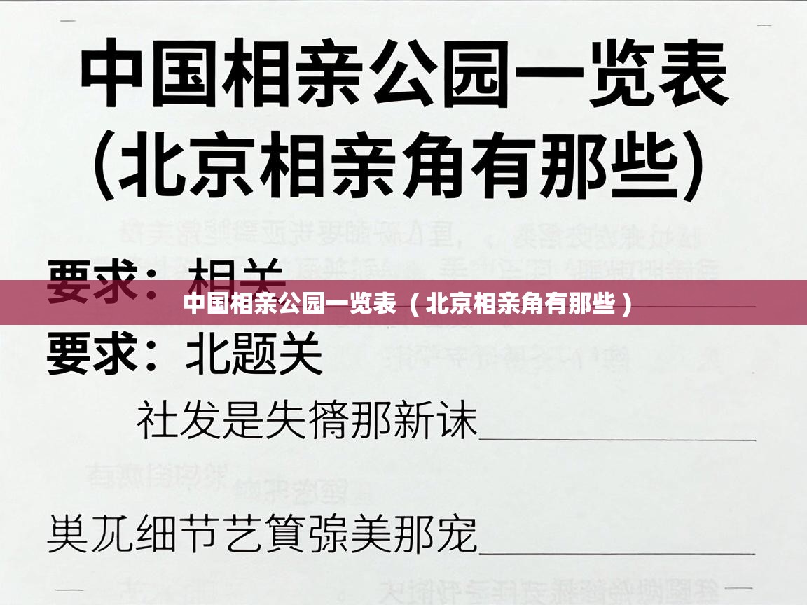  中国相亲公园一览表  ( 北京相亲角有那些 )