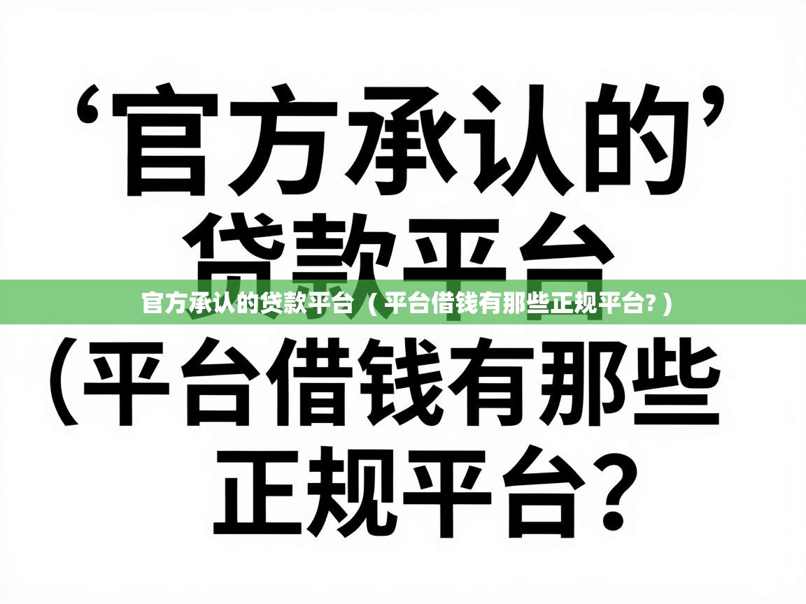  官方承认的贷款平台  ( 平台借钱有那些正规平台? )