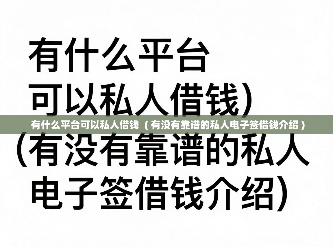  有什么平台可以私人借钱  ( 有没有靠谱的私人电子签借钱介绍 )