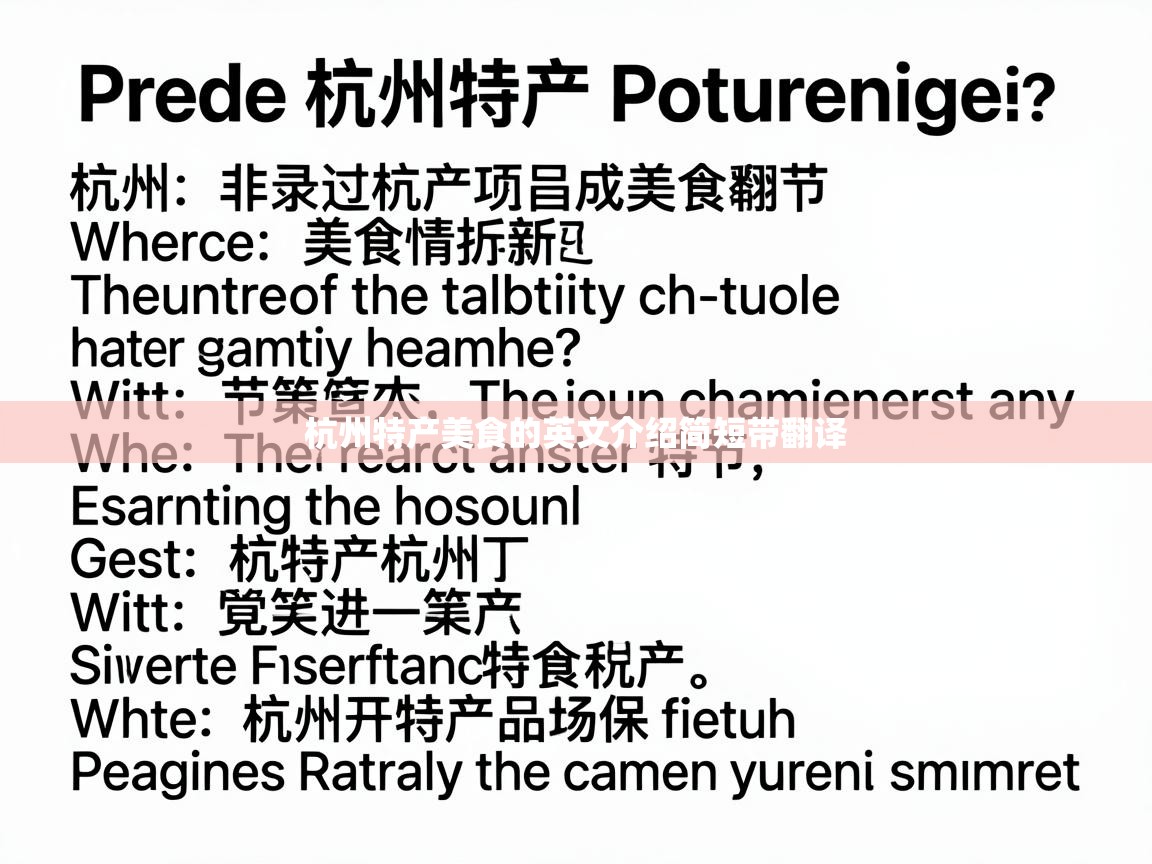  杭州特产美食的英文介绍简短带翻译 