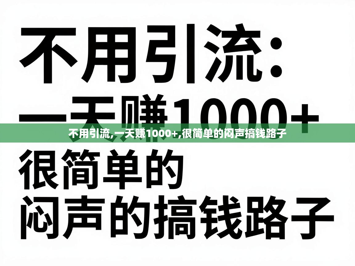  不用引流,一天赚1000+,很简单的闷声搞钱路子 