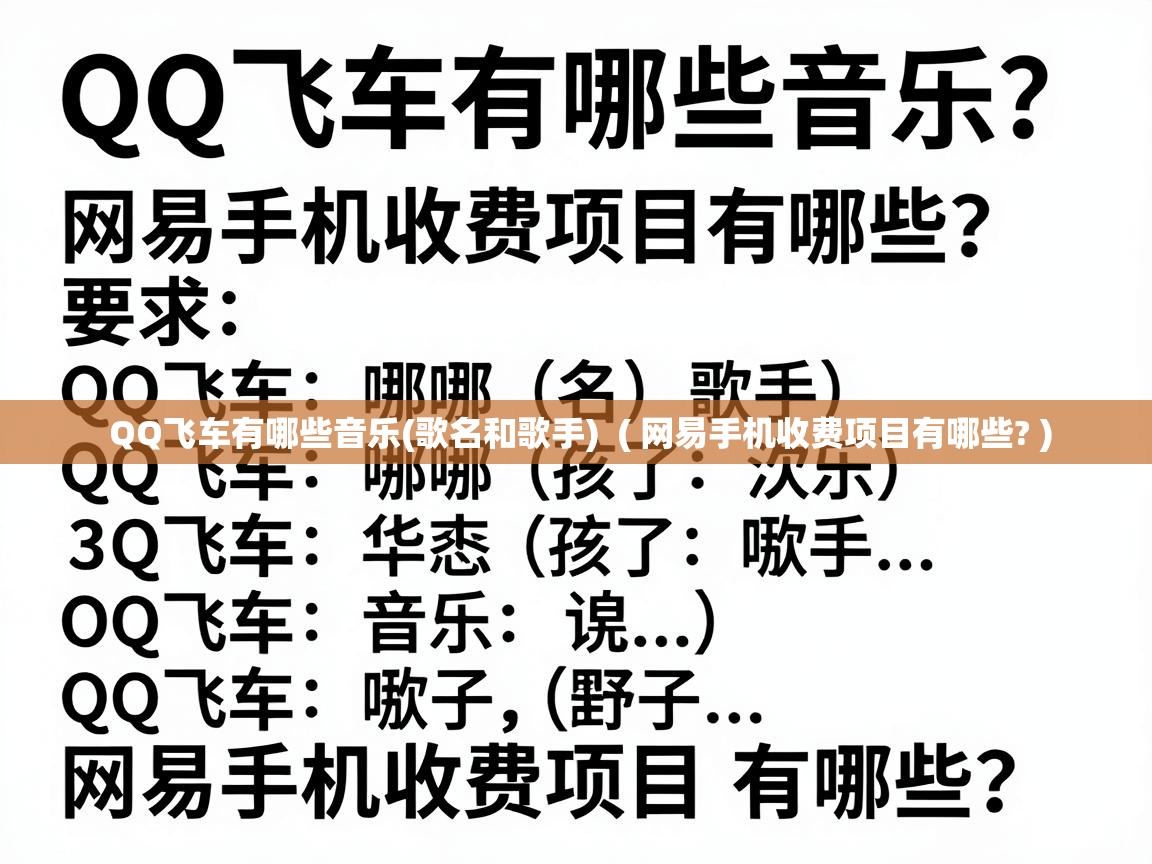  QQ飞车有哪些音乐(歌名和歌手)  ( 网易手机收费项目有哪些? )