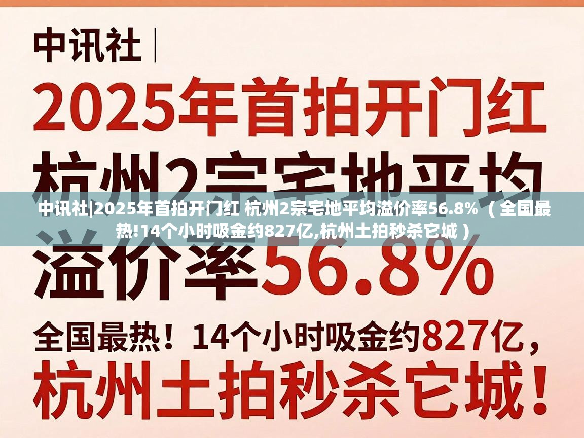  中讯社|2025年首拍开门红 杭州2宗宅地平均溢价率56.8%  ( 全国最热!14个小时吸金约827亿,杭州土拍秒杀它城 )
