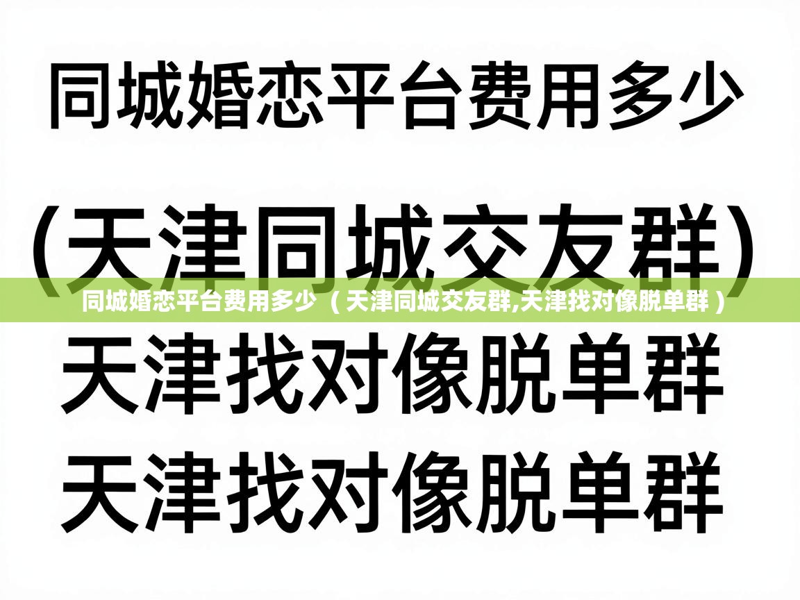  同城婚恋平台费用多少  ( 天津同城交友群,天津找对像脱单群 )