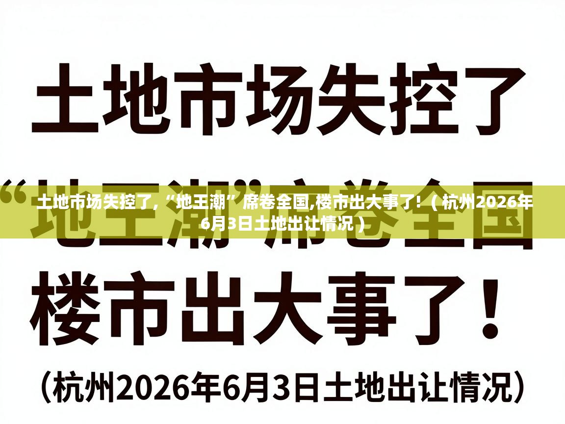  土地市场失控了,“地王潮”席卷全国,楼市出大事了!  ( 杭州2026年6月3日土地出让情况 )