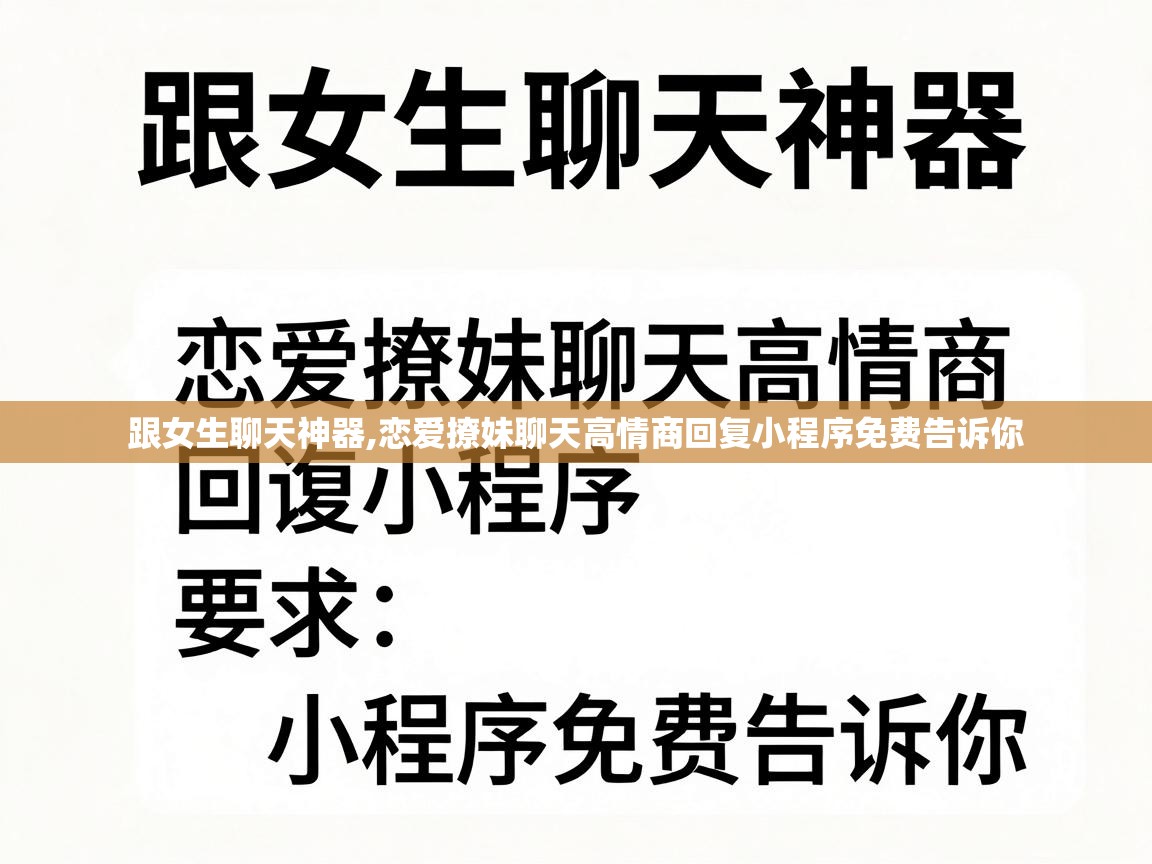  跟女生聊天神器,恋爱撩妹聊天高情商回复小程序免费告诉你 