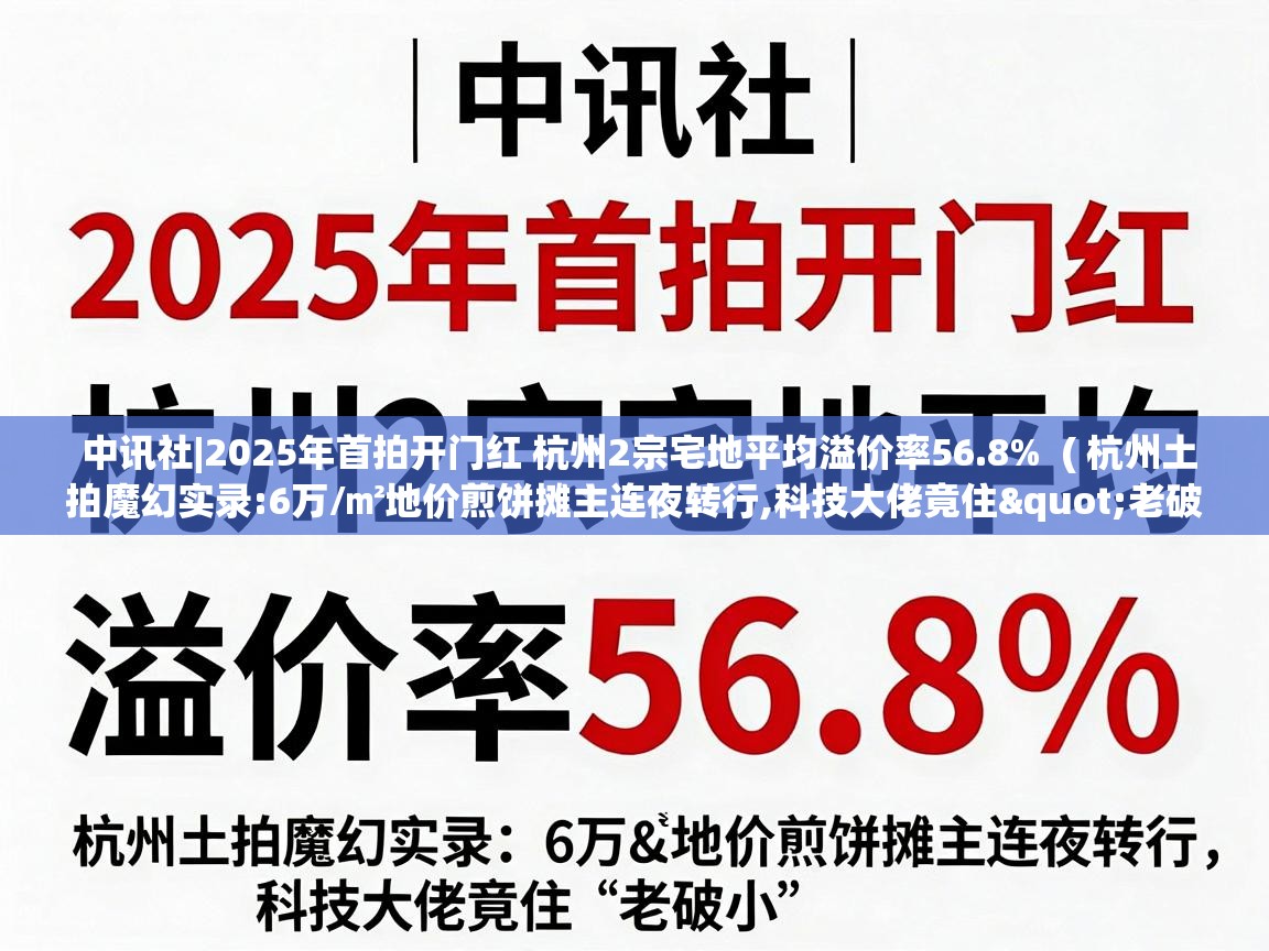  中讯社|2025年首拍开门红 杭州2宗宅地平均溢价率56.8%  ( 杭州土拍魔幻实录:6万/㎡地价煎饼摊主连夜转行,科技大佬竟住"老破小" )
