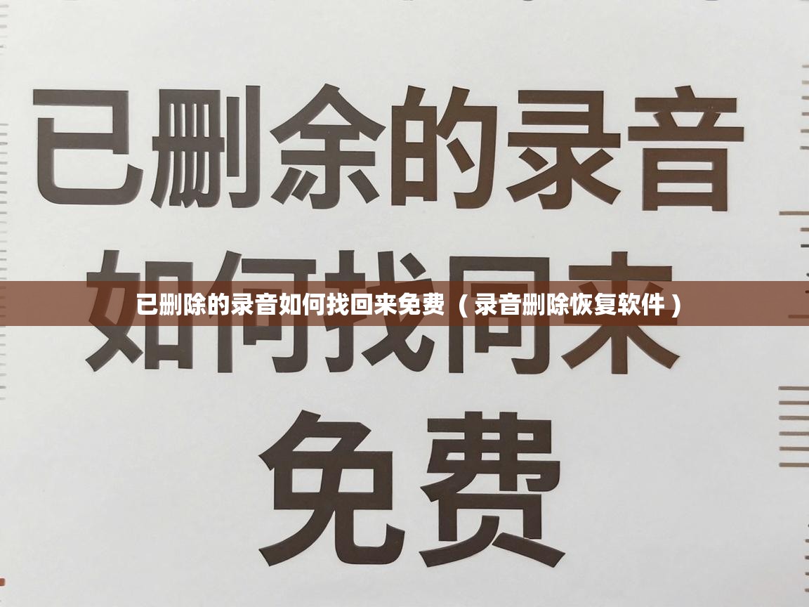  已删除的录音如何找回来免费  ( 录音删除恢复软件 )