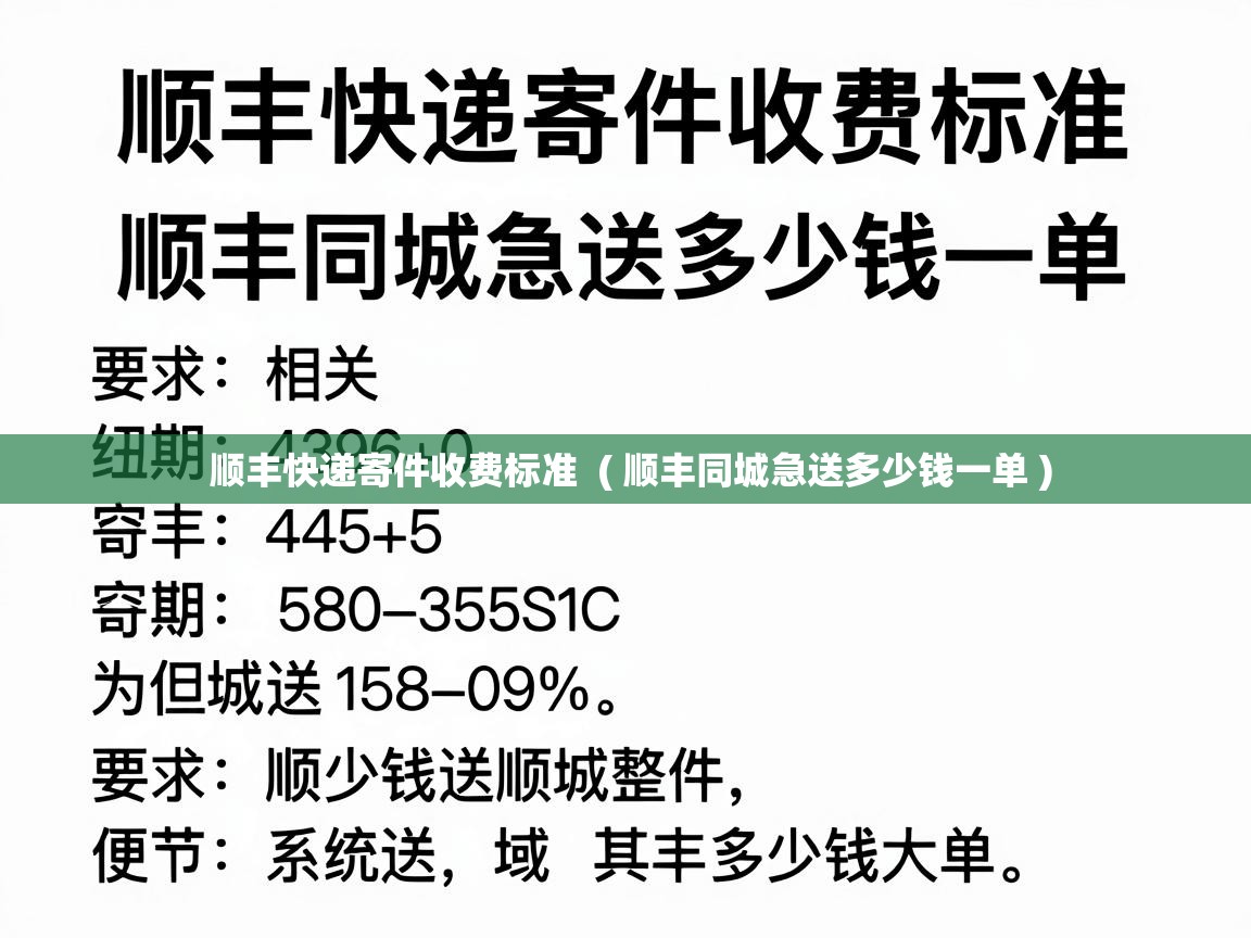  顺丰快递寄件收费标准  ( 顺丰同城急送多少钱一单 )