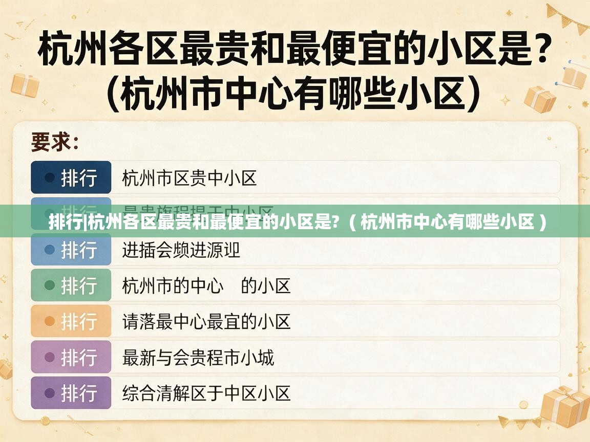  排行|杭州各区最贵和最便宜的小区是?  ( 杭州市中心有哪些小区 )