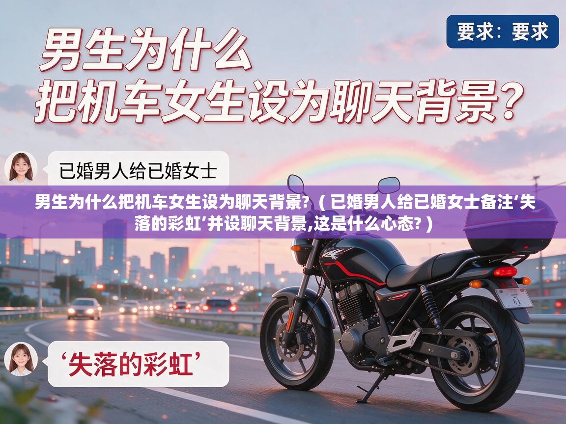  男生为什么把机车女生设为聊天背景?  ( 已婚男人给已婚女士备注‘失落的彩虹’并设聊天背景,这是什么心态? )