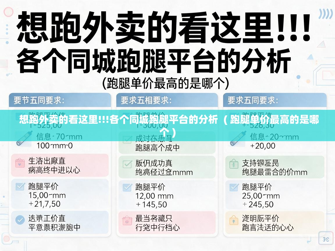  想跑外卖的看这里!!!各个同城跑腿平台的分析  ( 跑腿单价最高的是哪个 )