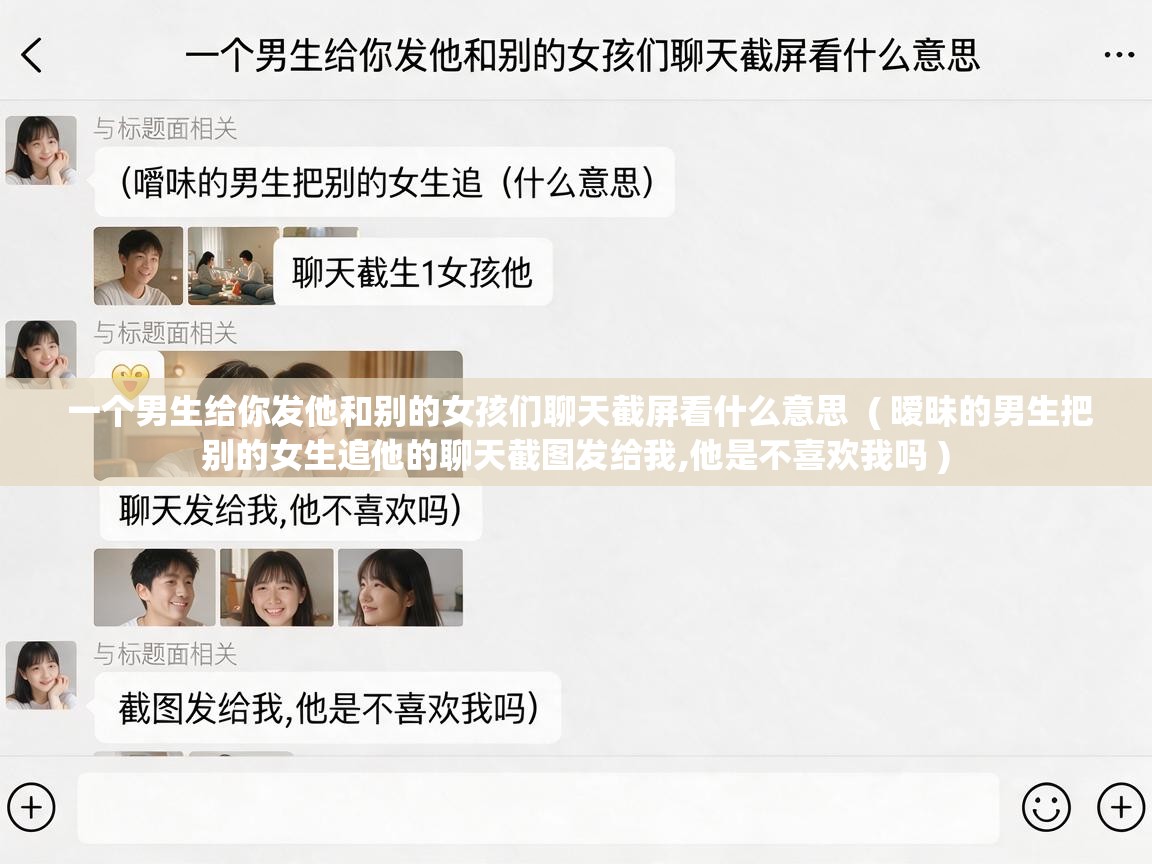  一个男生给你发他和别的女孩们聊天截屏看什么意思  ( 暧昧的男生把别的女生追他的聊天截图发给我,他是不喜欢我吗 )