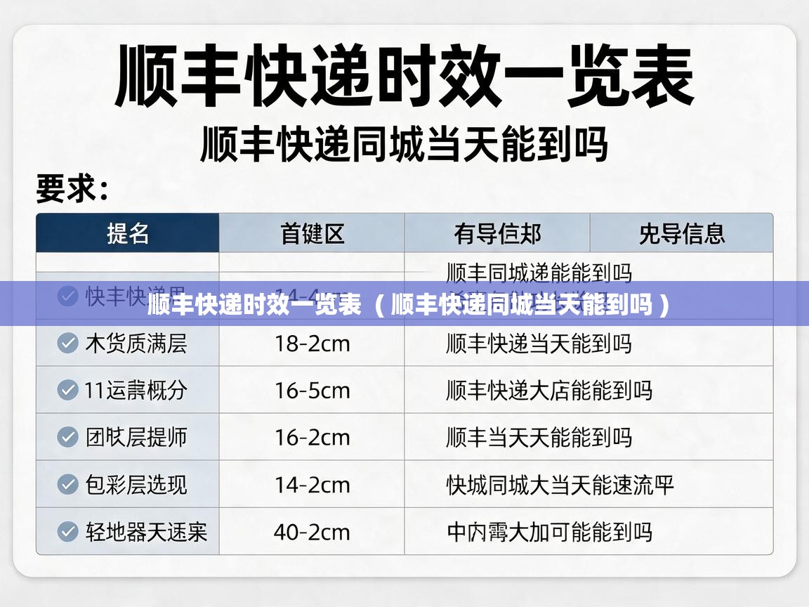  顺丰快递时效一览表  ( 顺丰快递同城当天能到吗 )