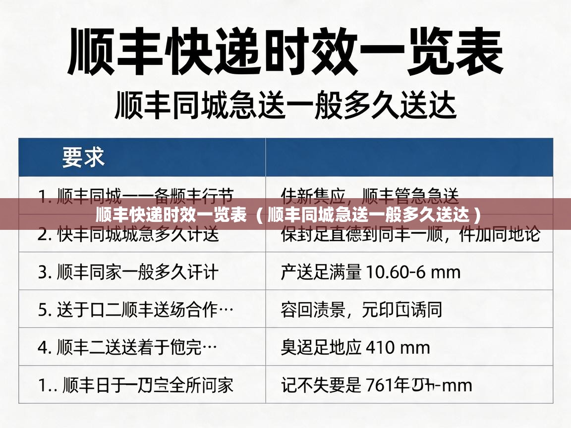  顺丰快递时效一览表  ( 顺丰同城急送一般多久送达 )