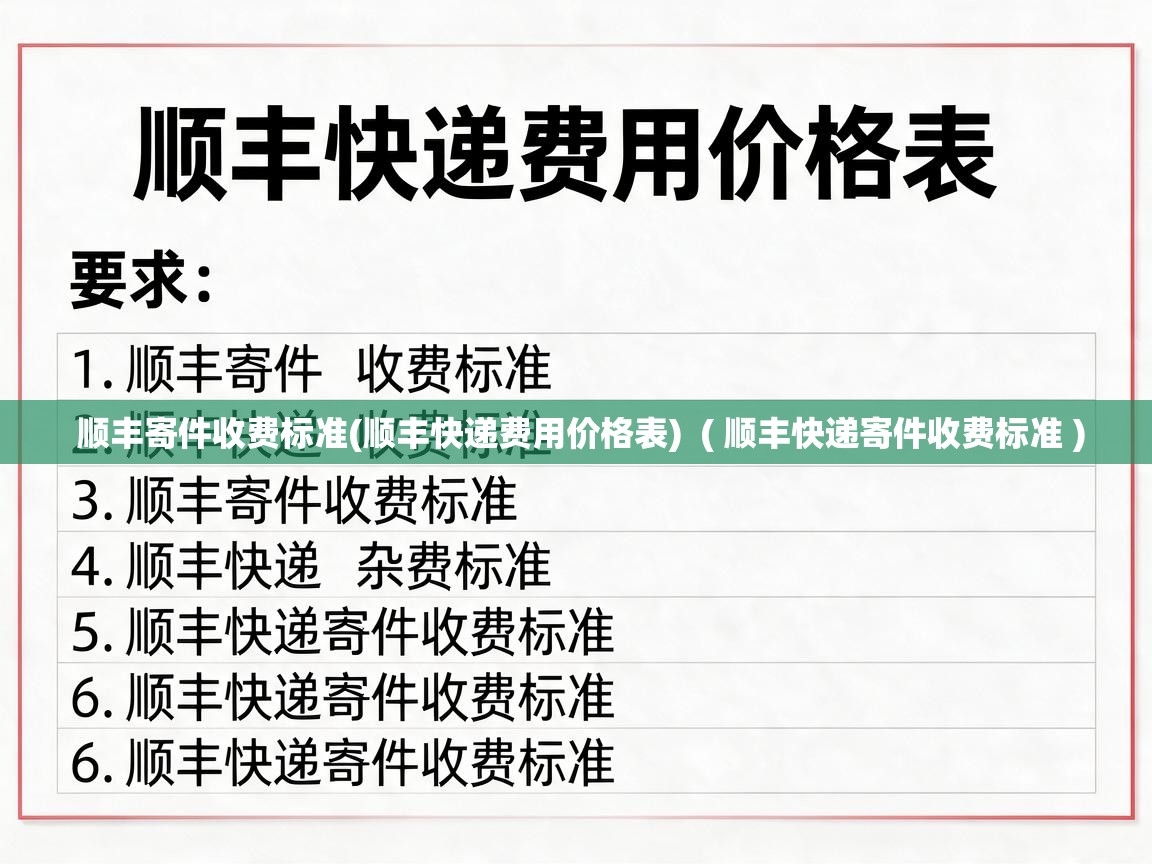  顺丰寄件收费标准(顺丰快递费用价格表)  ( 顺丰快递寄件收费标准 )