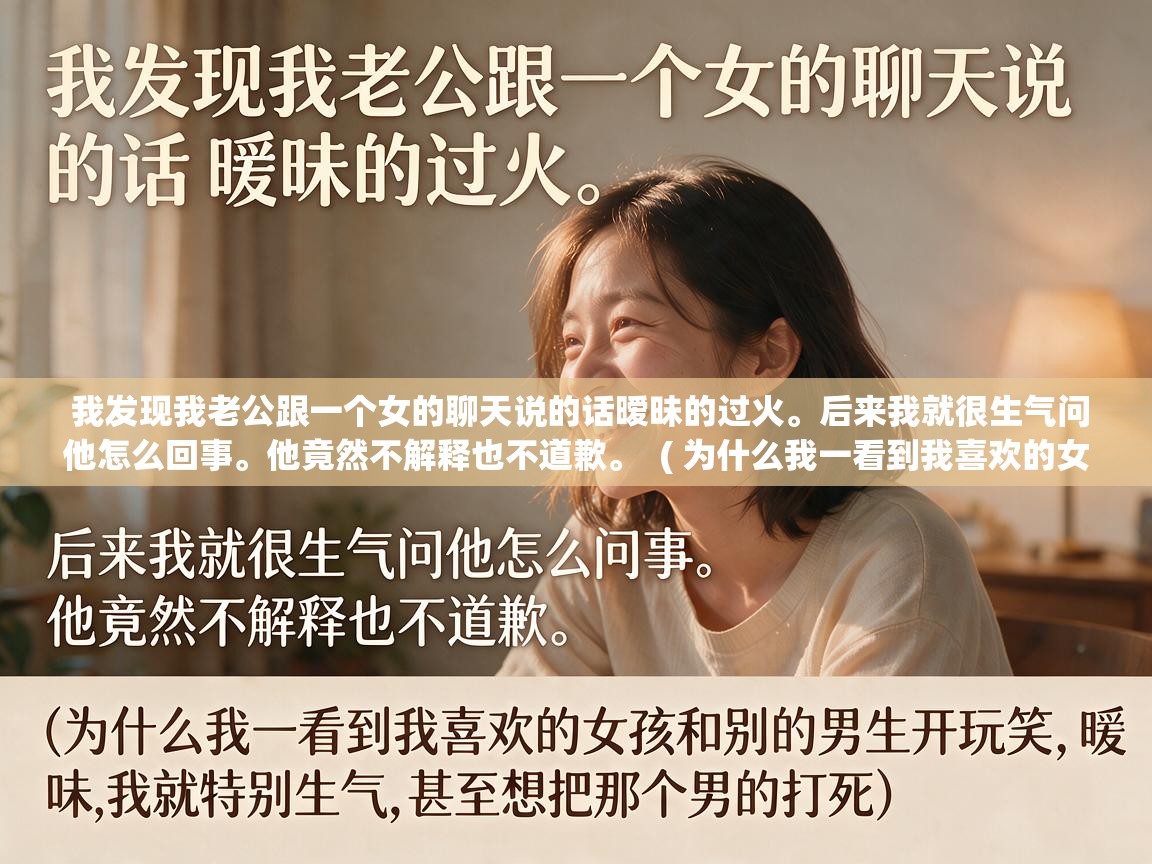  我发现我老公跟一个女的聊天说的话暧昧的过火。后来我就很生气问他怎么回事。他竟然不解释也不道歉。  ( 为什么我一看到我喜欢的女孩和别的男生开玩笑,暧昧,我就特别生气,甚至想把那个男的打死 )