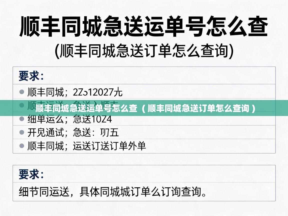  顺丰同城急送运单号怎么查  ( 顺丰同城急送订单怎么查询 )