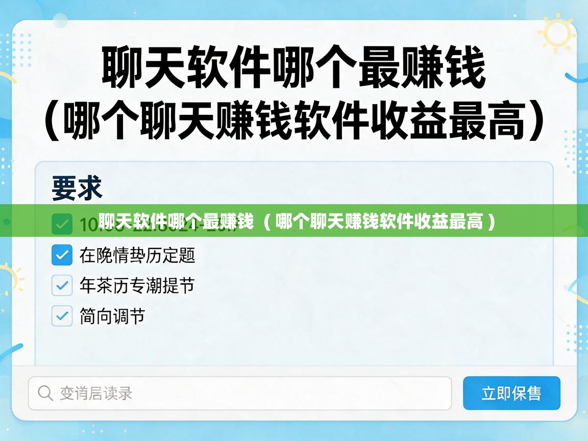  聊天软件哪个最赚钱  ( 哪个聊天赚钱软件收益最高 )