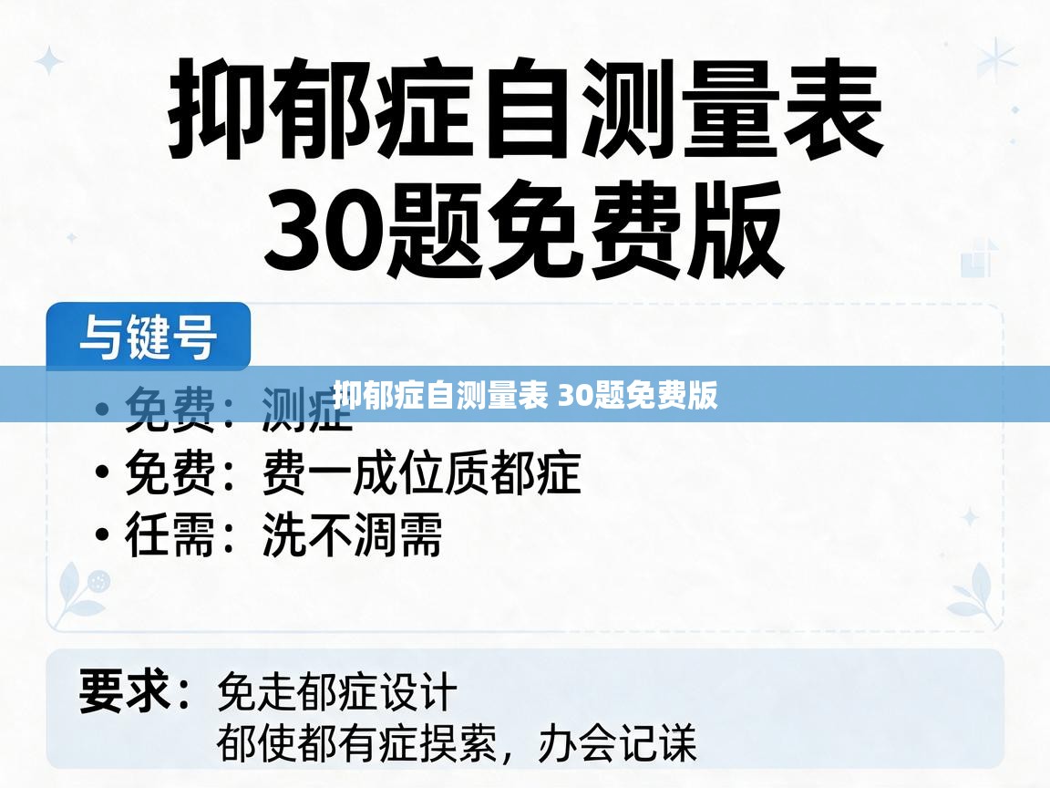  抑郁症自测量表 30题免费版 